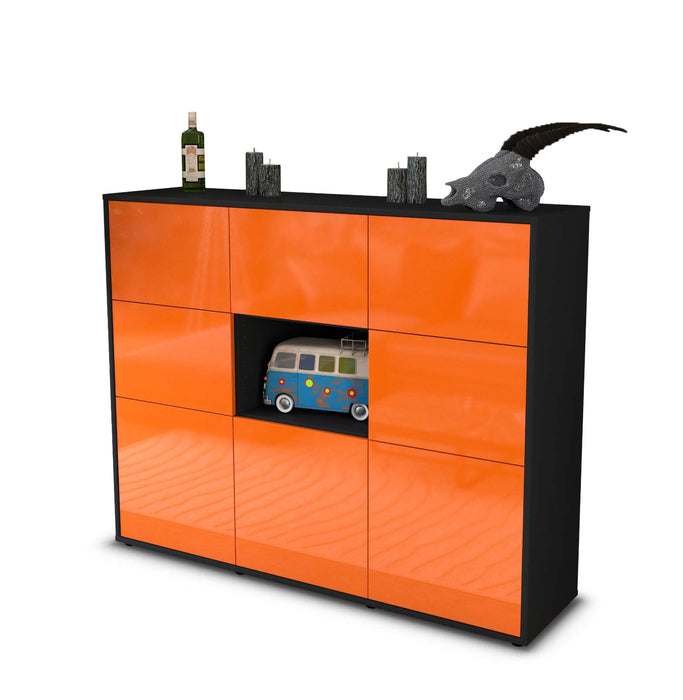 Highboard Silvia, Orange Studio (136x108x35cm) - Stil.Zeit Möbel GmbH