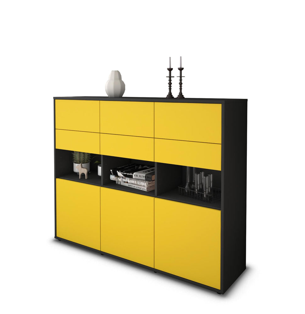 Highboard Tiziana, Gelb Studio (136x108x35cm) - Stil.Zeit Möbel GmbH