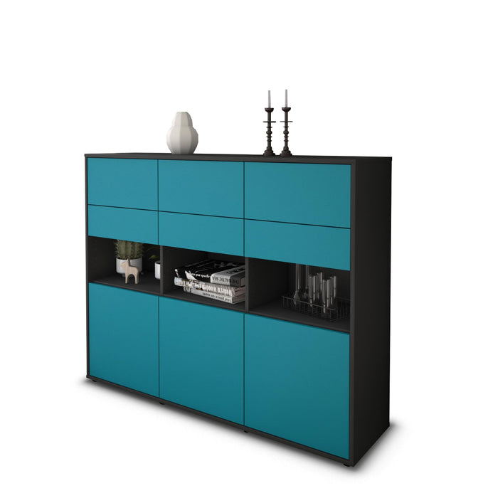 Highboard Tiziana, Türkis Studio (136x108x35cm) - Stil.Zeit Möbel GmbH