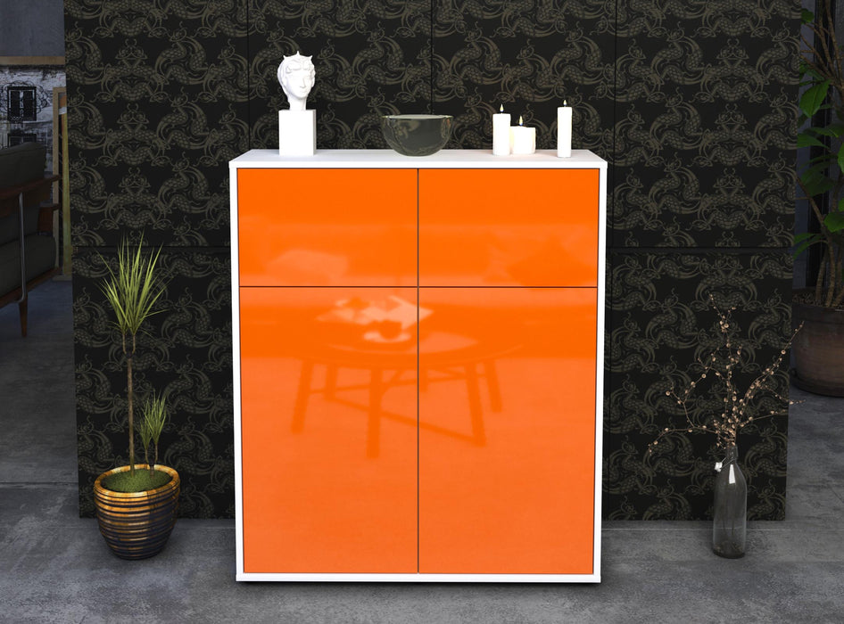 Highboard Greta, Orange Front (92x108x35cm) - Stil.Zeit Möbel GmbH