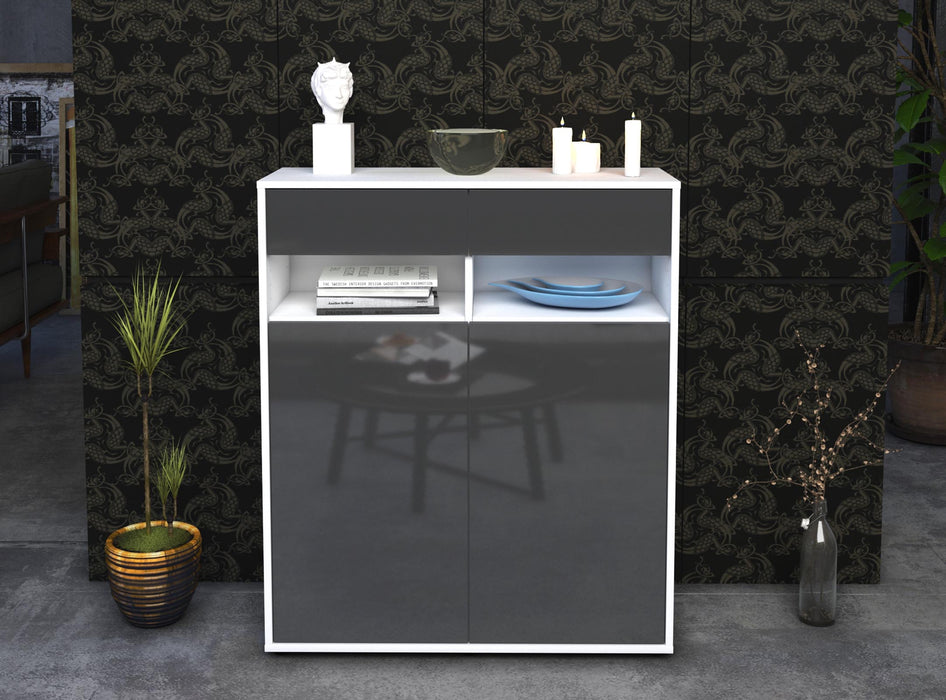 Highboard Ignazia, Grau Front (92x108x35cm) - Stil.Zeit Möbel GmbH