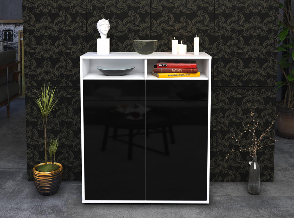 Highboard Ilaria, Schwarz Front (92x108x35cm) - Stil.Zeit Möbel GmbH