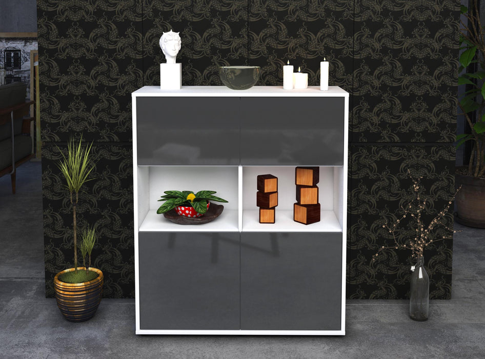 Highboard Ina, Grau Front (92x108x35cm) - Stil.Zeit Möbel GmbH