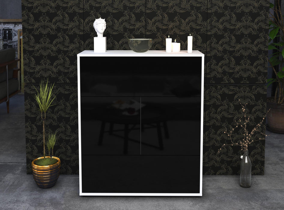 Highboard Irene, Schwarz Front (92x108x35cm) - Stil.Zeit Möbel GmbH