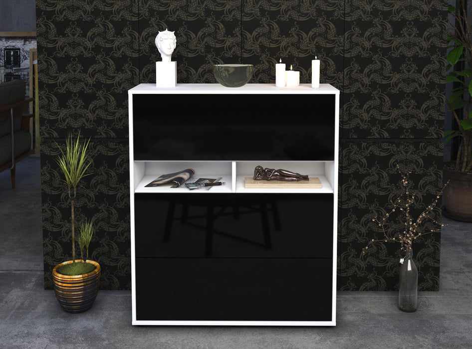 Highboard Janine, Schwarz Front (92x108x35cm) - Stil.Zeit Möbel GmbH