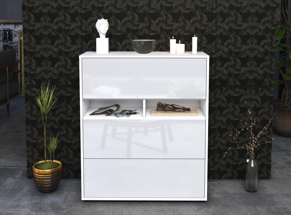 Highboard Janine, Weiß Front (92x108x35cm) - Stil.Zeit Möbel GmbH