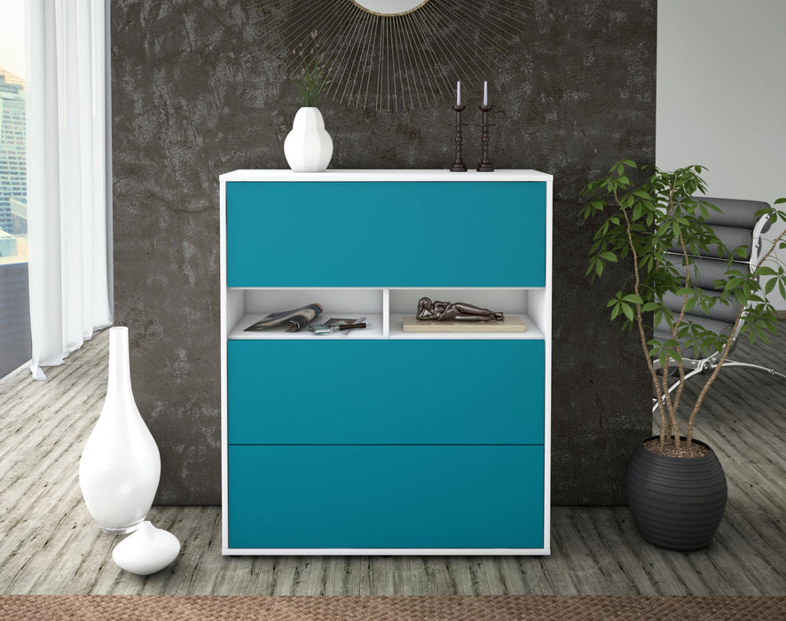 Highboard Janine, Türkis Front (92x108x35cm) - Stil.Zeit Möbel GmbH