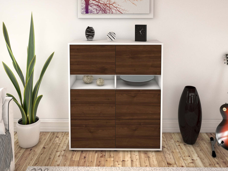 Highboard Jasmin, Walnuss Front (92x108x35cm) - Stil.Zeit Möbel GmbH