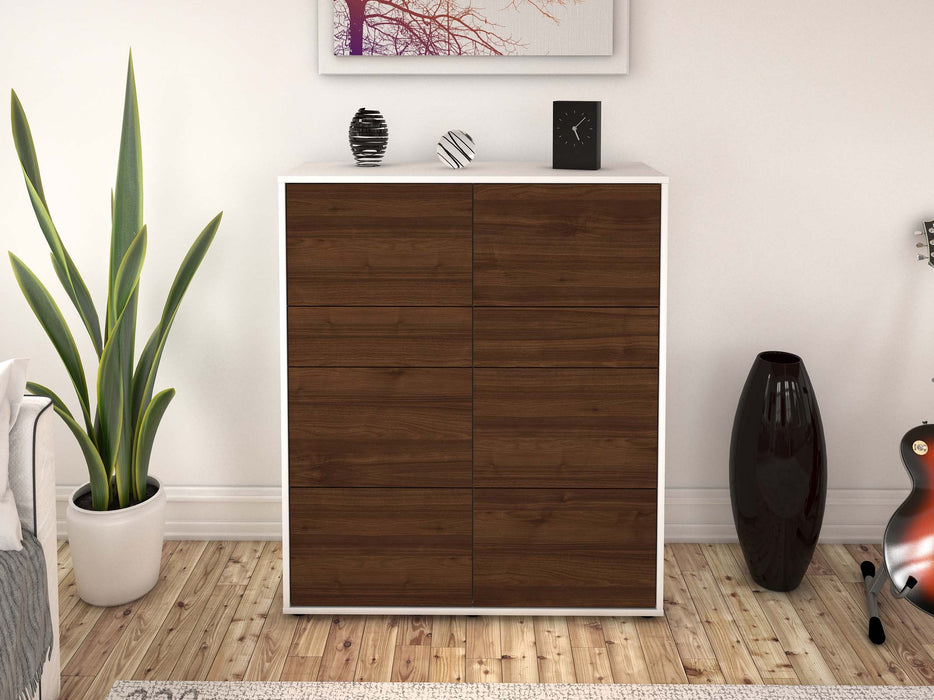 Highboard Jenna, Walnuss Front (92x108x35cm) - Stil.Zeit Möbel GmbH