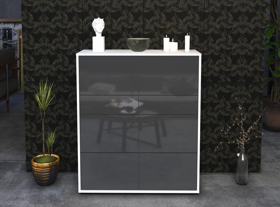 Highboard Jenna, Grau Front (92x108x35cm) - Stil.Zeit Möbel GmbH