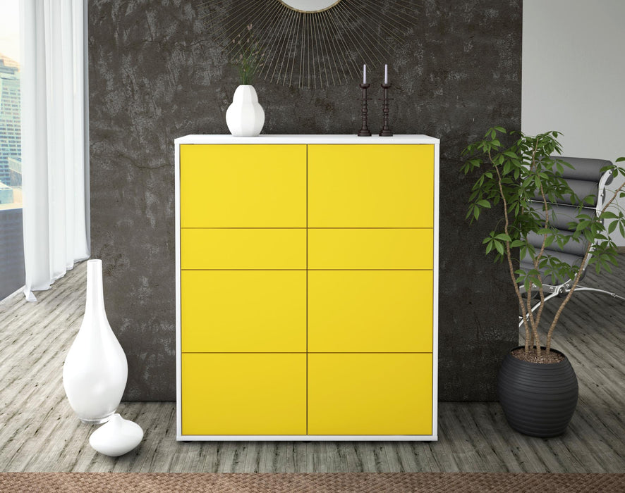 Highboard Jenna, Gelb Front (92x108x35cm) - Stil.Zeit Möbel GmbH