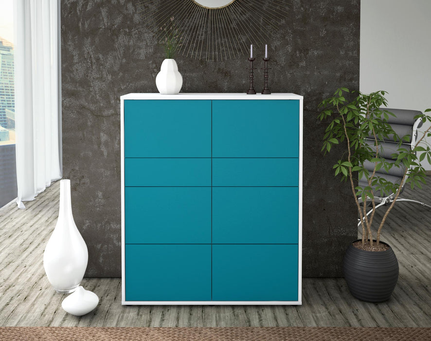 Highboard Jenna, Türkis Front (92x108x35cm) - Stil.Zeit Möbel GmbH