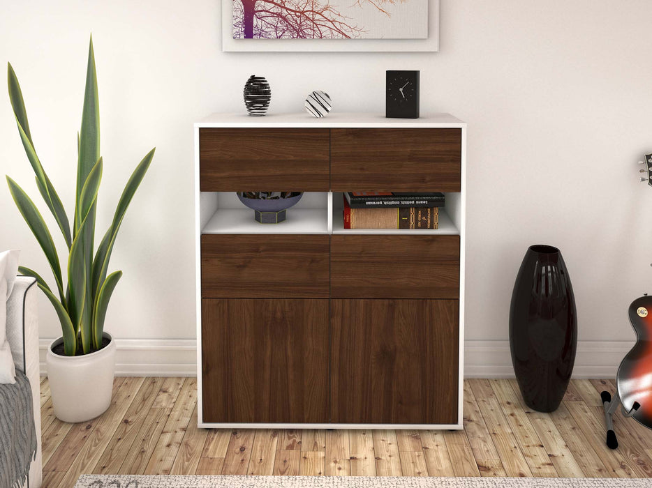 Highboard Karlotta, Walnuss Front (92x108x35cm) - Stil.Zeit Möbel GmbH