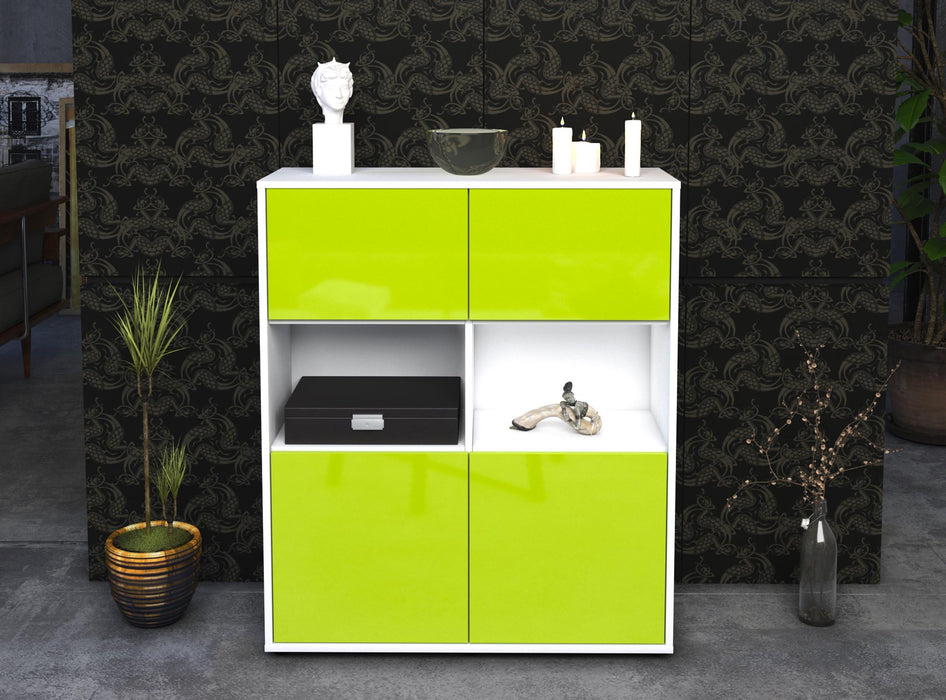 Highboard Katyna, Grün Front (92x108x35cm) - Stil.Zeit Möbel GmbH