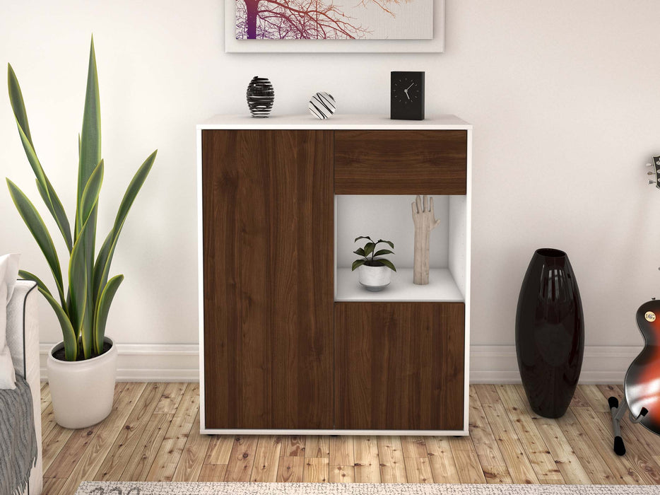 Highboard Larina, Walnuss Front (92x108x35cm) - Stil.Zeit Möbel GmbH