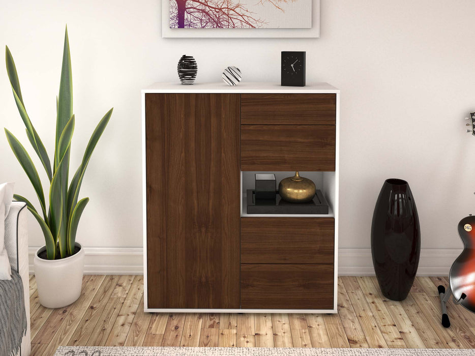 Highboard Larissa, Walnuss Front (92x108x35cm) - Stil.Zeit Möbel GmbH