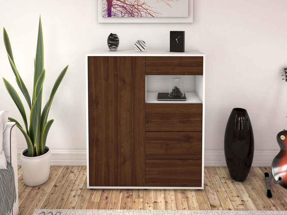 Highboard Lavinia, Walnuss Front (92x108x35cm) - Stil.Zeit Möbel GmbH