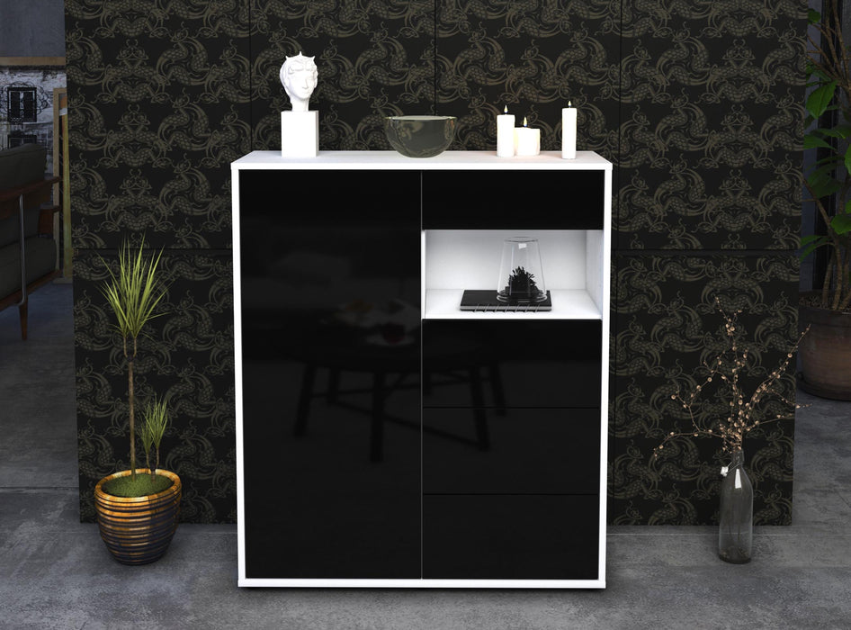 Highboard Lavinia, Schwarz Front (92x108x35cm) - Stil.Zeit Möbel GmbH