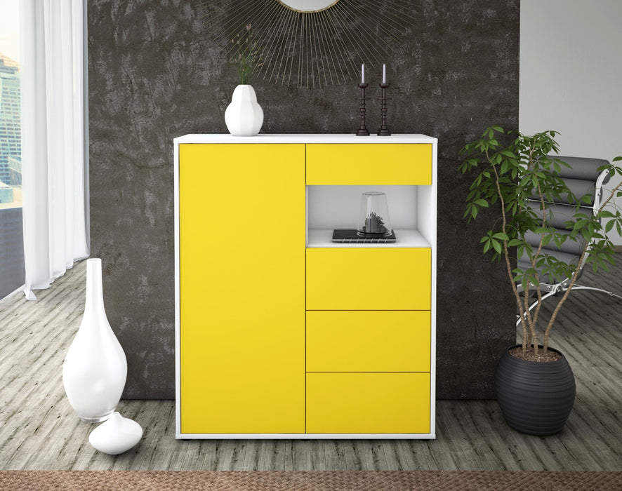 Highboard Lavinia, Gelb Front (92x108x35cm) - Stil.Zeit Möbel GmbH