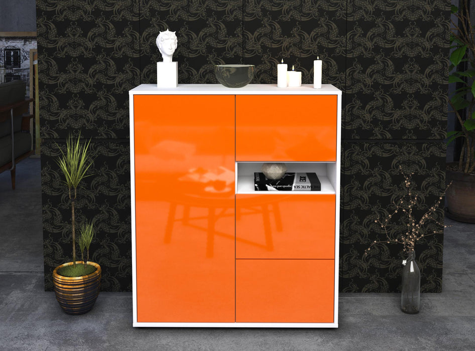 Highboard Leana, Orange Front (92x108x35cm) - Stil.Zeit Möbel GmbH