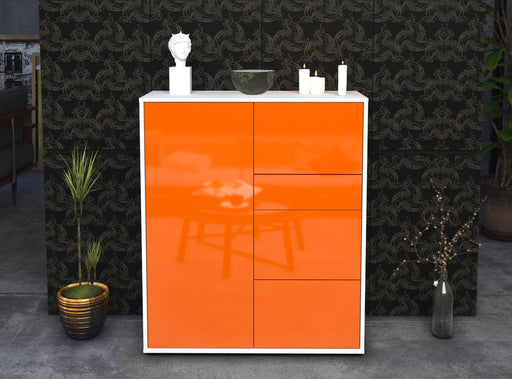 Highboard Leandra, Orange Front (92x108x35cm) - Stil.Zeit Möbel GmbH