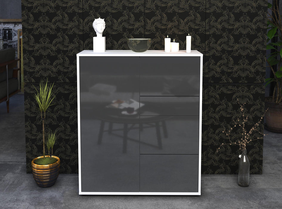 Highboard Leandra, Grau Front (92x108x35cm) - Stil.Zeit Möbel GmbH