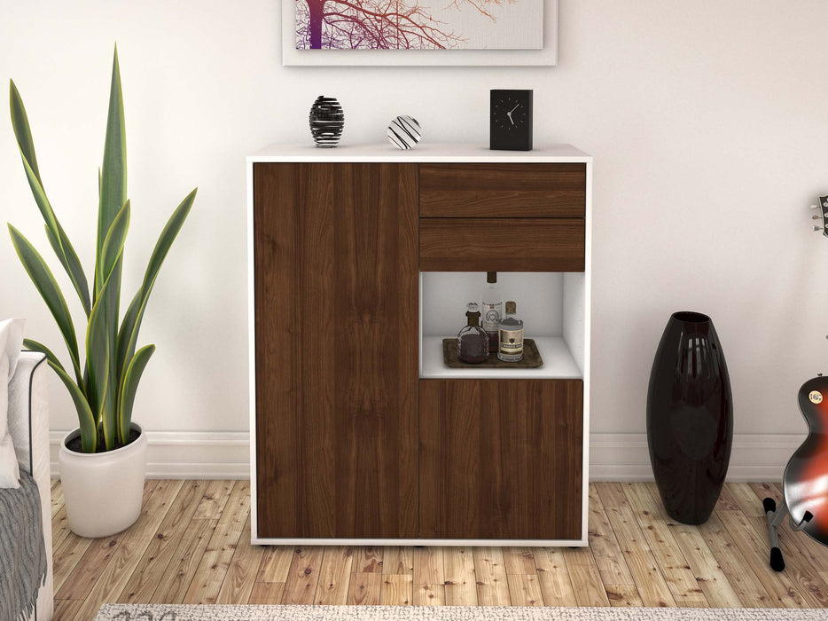 Highboard Leona, Walnuss Front (92x108x35cm) - Stil.Zeit Möbel GmbH