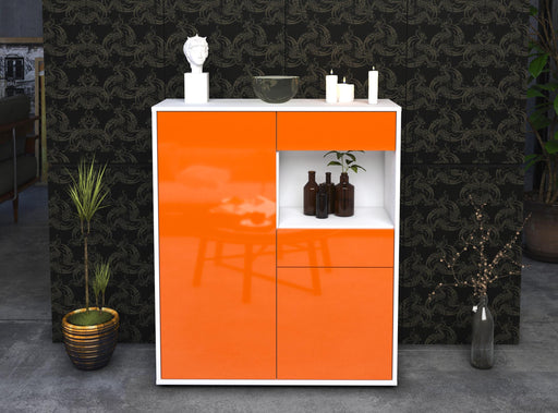 Highboard Leoni, Orange Front (92x108x35cm) - Stil.Zeit Möbel GmbH