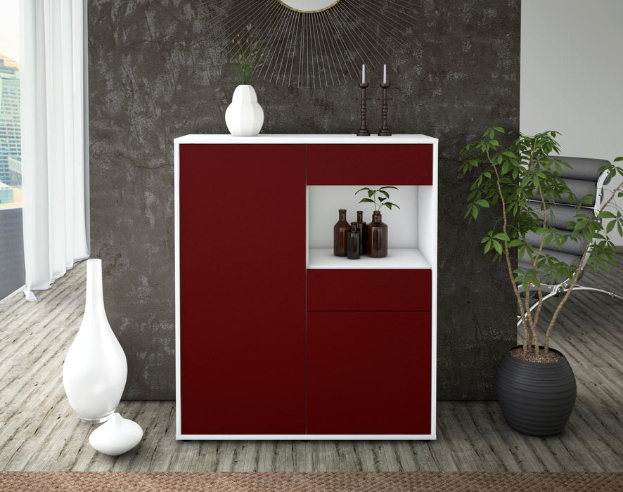 Highboard Leoni, Bordeaux Front (92x108x35cm) - Stil.Zeit Möbel GmbH