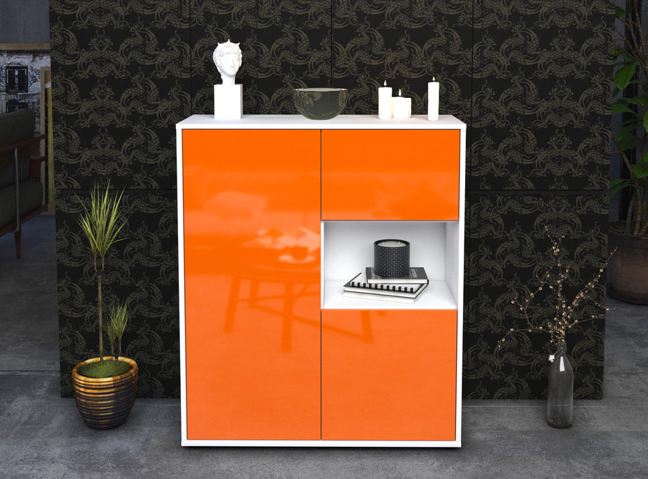 Highboard Liridona, Orange Front (92x108x35cm) - Stil.Zeit Möbel GmbH