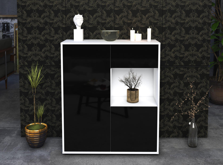 Highboard Lisa, Schwarz Front (92x108x35cm) - Stil.Zeit Möbel GmbH