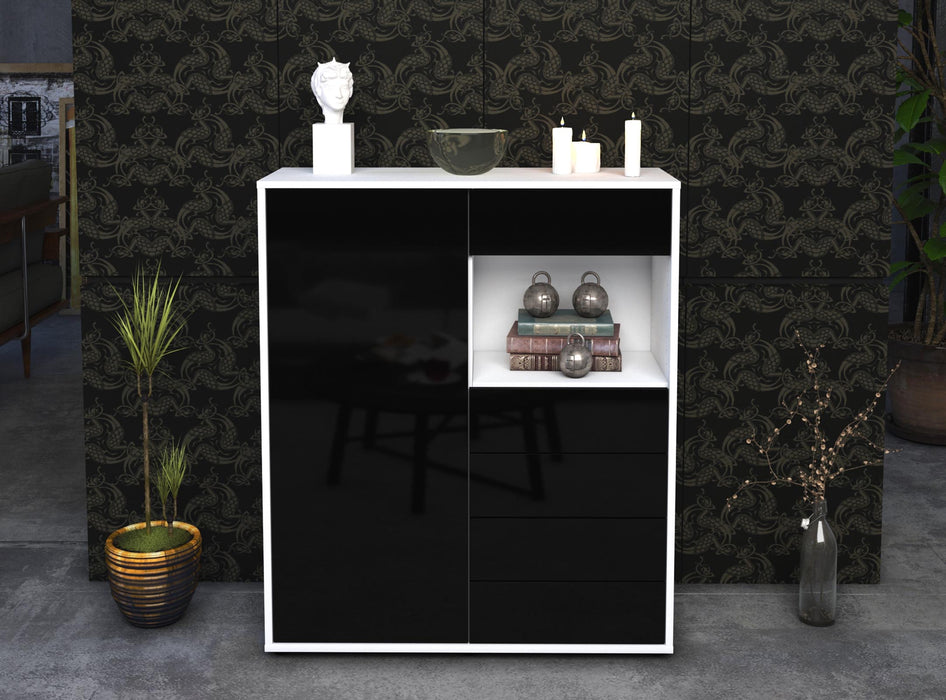 Highboard Loredana, Schwarz Front (92x108x35cm) - Stil.Zeit Möbel GmbH