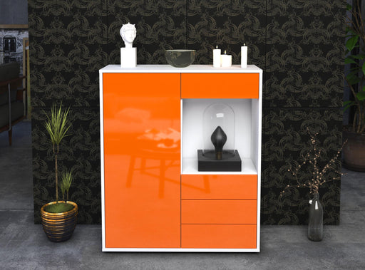 Highboard Lorella, Orange Front (92x108x35cm) - Stil.Zeit Möbel GmbH