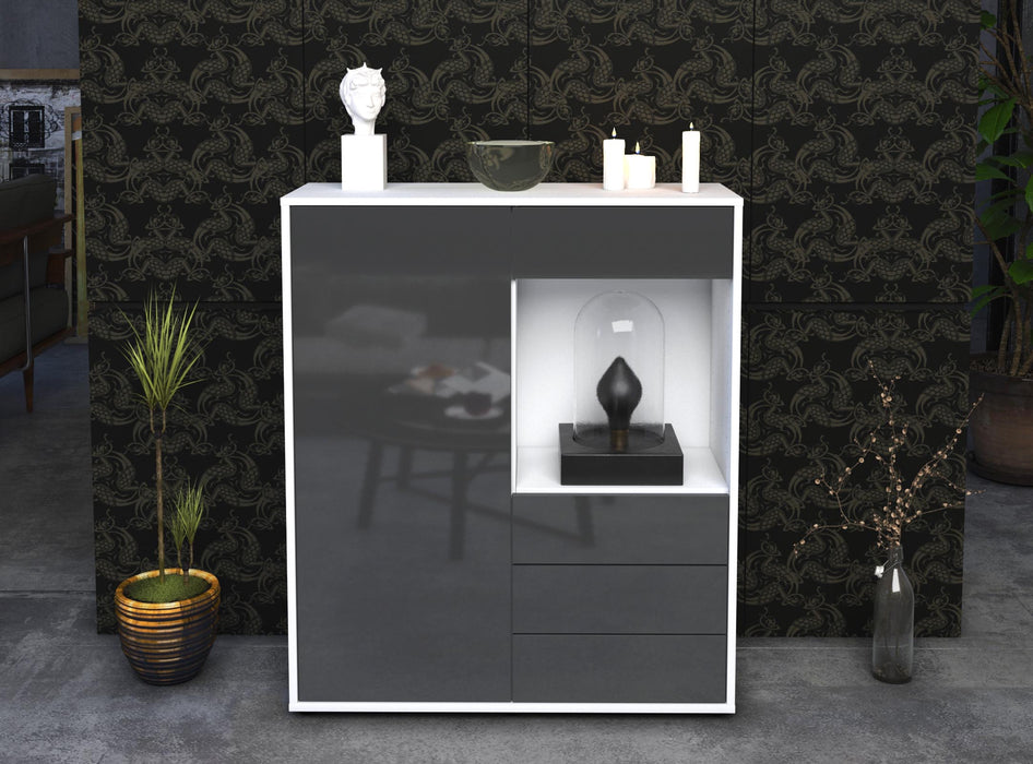 Highboard Lorella, Grau Front (92x108x35cm) - Stil.Zeit Möbel GmbH