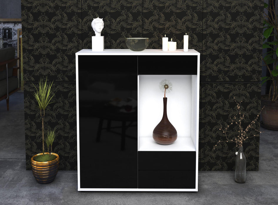 Highboard Lorena, Schwarz Front (92x108x35cm) - Stil.Zeit Möbel GmbH