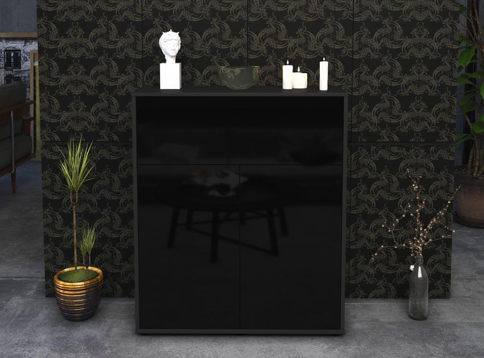 Highboard Giulia, Schwarz Front (92x108x35cm) - Stil.Zeit Möbel GmbH