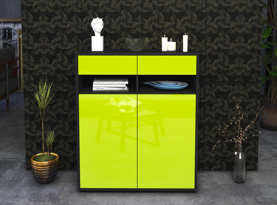 Highboard Ignazia, Grün Front (92x108x35cm) - Stil.Zeit Möbel GmbH