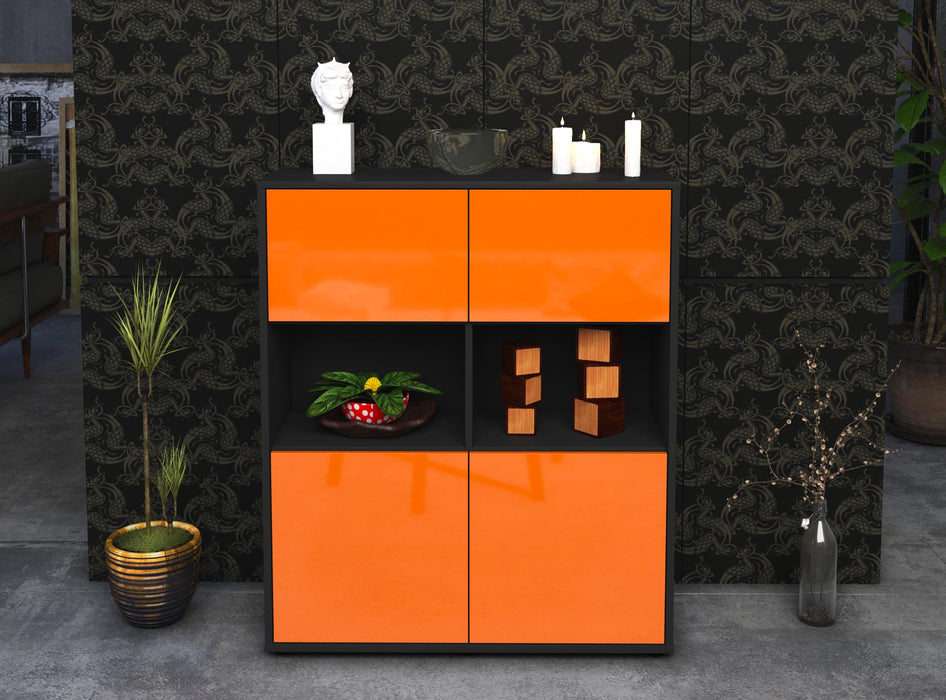 Highboard Ina, Orange Front (92x108x35cm) - Stil.Zeit Möbel GmbH