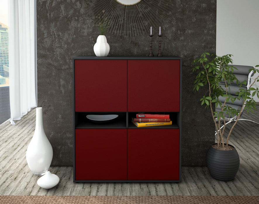 Highboard Innocenza, Bordeaux Front (92x108x35cm) - Stil.Zeit Möbel GmbH