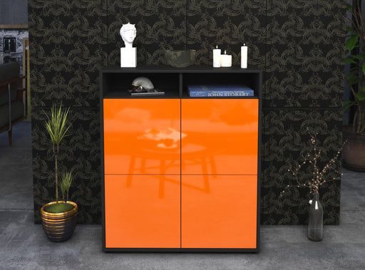 Highboard Jade, Orange Front (92x108x35cm) - Stil.Zeit Möbel GmbH