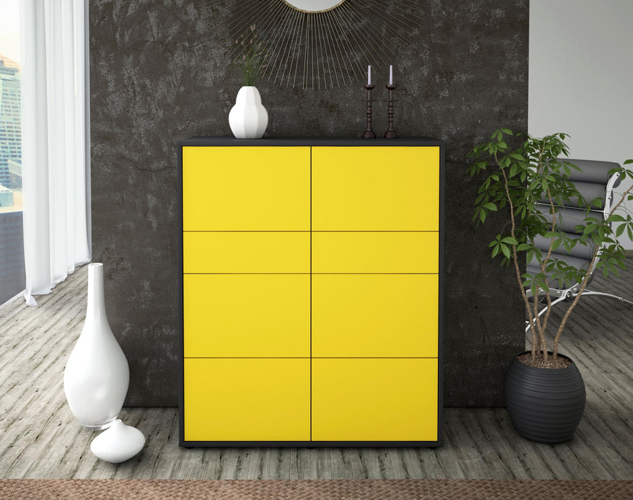 Highboard Jenna, Gelb Front (92x108x35cm) - Stil.Zeit Möbel GmbH