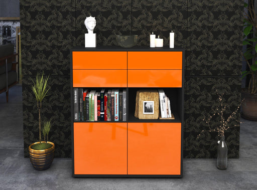 Highboard Joelina, Orange Front (92x108x35cm) - Stil.Zeit Möbel GmbH