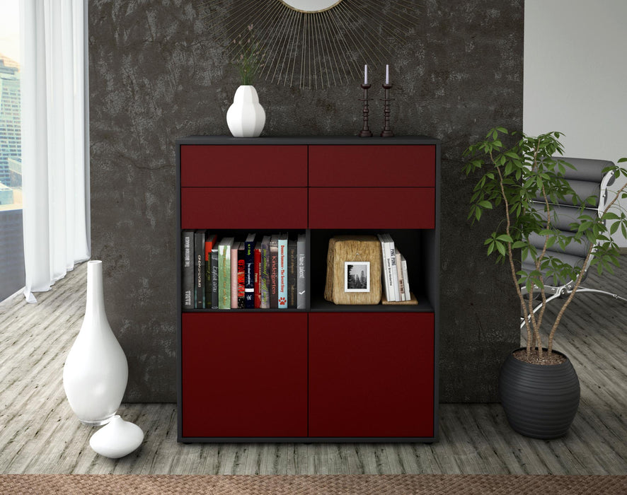 Highboard Joelina, Bordeaux Front (92x108x35cm) - Stil.Zeit Möbel GmbH