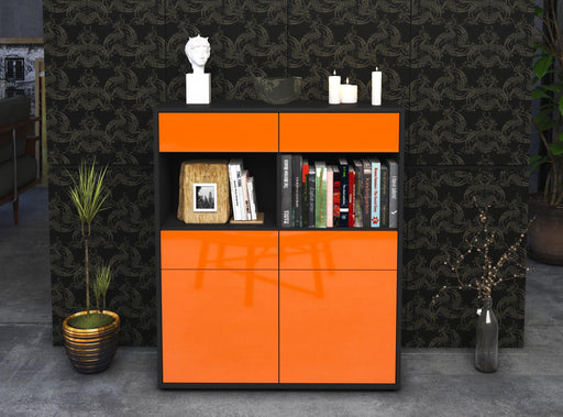 Highboard Jolanda, Orange Front (92x108x35cm) - Stil.Zeit Möbel GmbH