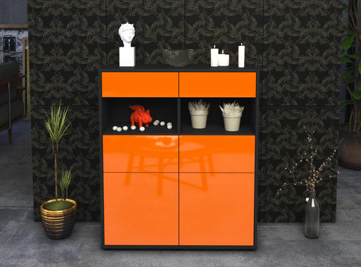 Highboard Karolin, Orange Front (92x108x35cm) - Stil.Zeit Möbel GmbH