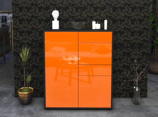 Highboard Laetitia, Orange Front (92x108x35cm) - Stil.Zeit Möbel GmbH