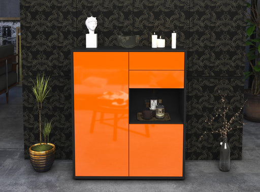 Highboard Leona, Orange Front (92x108x35cm) - Stil.Zeit Möbel GmbH