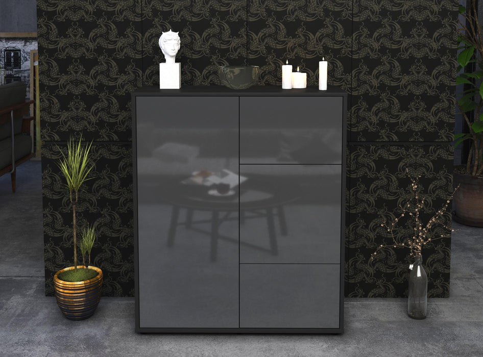 Highboard Lia, Grau Front (92x108x35cm) - Stil.Zeit Möbel GmbH