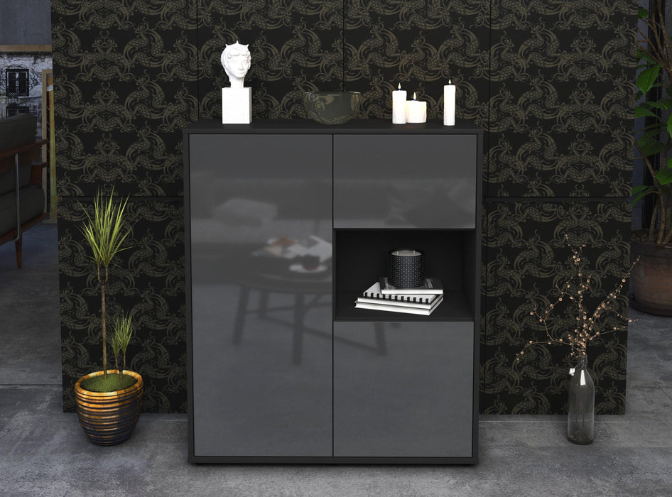 Highboard Liridona, Grau Front (92x108x35cm) - Stil.Zeit Möbel GmbH