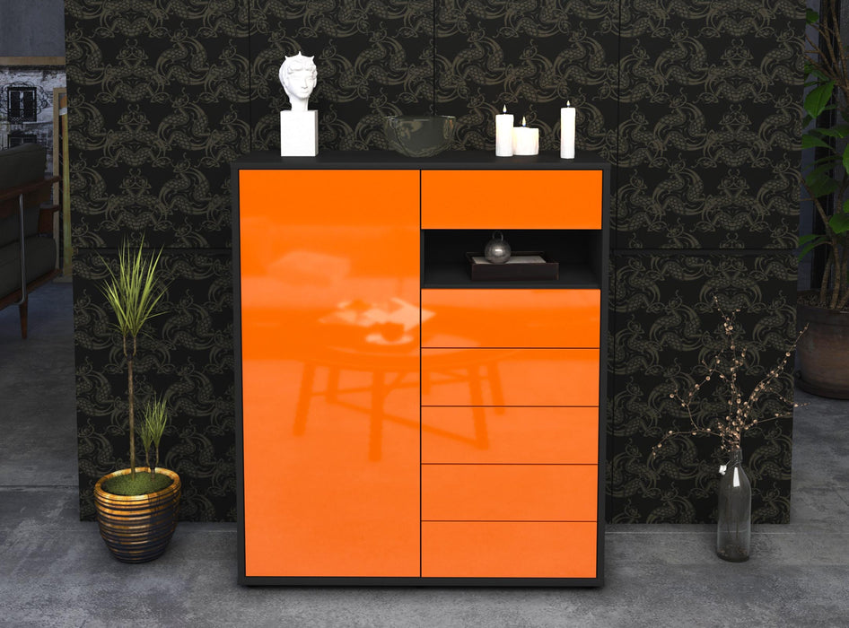 Highboard Lola, Orange Front (92x108x35cm) - Stil.Zeit Möbel GmbH